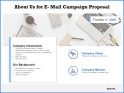 About us for e mail campaign proposal ppt powerpoint presentation gallery