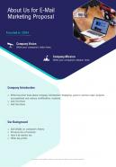 About Us For E Mail Marketing Proposal One Pager Sample Example Document