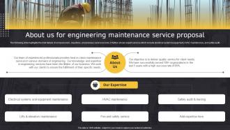 About Us For Engineering Maintenance Service Proposal Ppt Powerpoint Presentation Portfolio Gridlines