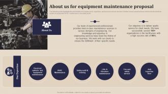 About Us For Equipment Maintenance Proposal Ppt Slides Background Images