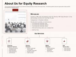 About us for equity research horizon ppt powerpoint presentation file deck