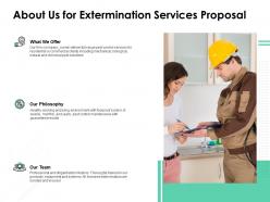 About us for extermination services proposal ppt powerpoint icon