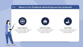 About Us For Facebook Advertising Services Proposal Ppt Powerpoint Presentation Professional Tips