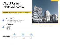 About Us For Financial Advice Core Values K340 Ppt Powerpoint Presentation Outfit