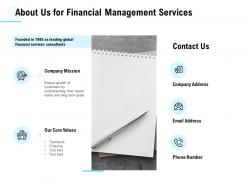 About us for financial management services ppt powerpoint presentation gallery icon