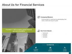 About us for financial services targets ppt powerpoint presentation outline maker
