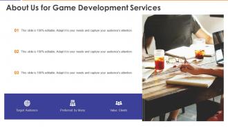 About us for game development services ppt slides infographics