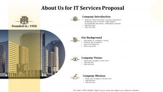 About us for it services proposal ppt elements
