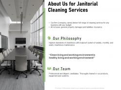 About us for janitorial cleaning services ppt powerpoint presentation summary tips