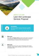 About Us For Lawn And Landscape Services Proposal One Pager Sample Example Document