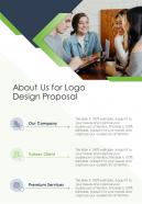 About Us For Logo Design Proposal One Pager Sample Example Document