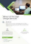 About Us For Logo Design Services One Pager Sample Example Document