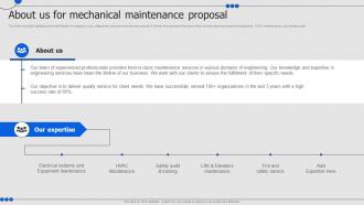 About Us For Mechanical Maintenance Proposal Ppt Show Maker