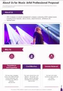 About Us For Music Artist Professional Proposal One Pager Sample Example Document