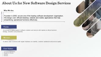 About us for new software design services ppt slides diagrams