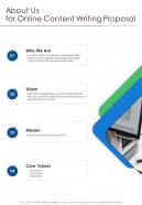 About Us For Online Content Writing Proposal One Pager Sample Example Document