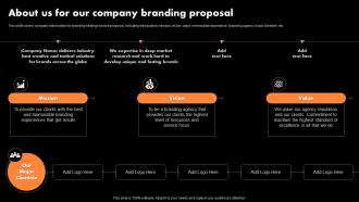 About Us For Our Company Branding Proposal Ppt Model Layout Ideas
