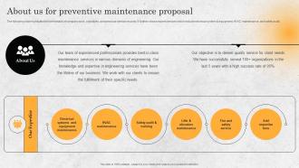 About Us For Preventive Maintenance Proposal Ppt Icon Designs Download