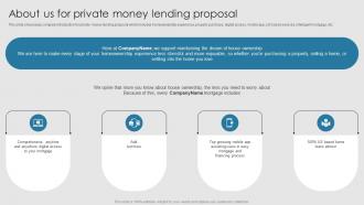 About Us For Private Money Lending Proposal Ppt Powerpoint Presentation Ideas Design Ideas