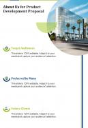 About Us For Product Development Proposal One Pager Sample Example Document