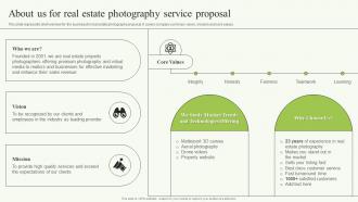 About Us For Real Estate Photography Service Proposal Ppt Slides Icon