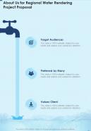About Us For Regional Water Rendering Project Proposal One Pager Sample Example Document