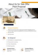 About Us For Sale Offer Pitch Proposal One Pager Sample Example Document