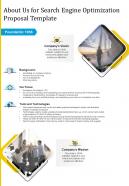 About Us For Search Engine Optimization Proposal Template One Pager Sample Example Document