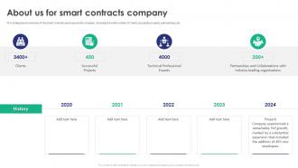 About Us For Smart Contracts Company Proposal Ppt Icon Graphics Tutorials