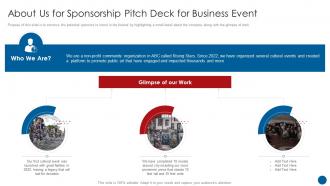About Us For Sponsorship Pitch Deck For Business Event