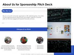 About Us For Sponsorship Pitch Deck Ppt Powerpoint Presentation File