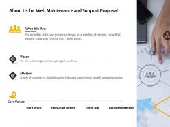 About us for web maintenance and support proposal ppt powerpoint presentation show