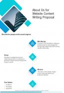 About Us For Website Content Writing Proposal One Pager Sample Example Document