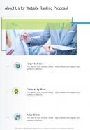 About Us For Website Ranking Proposal One Pager Sample Example Document