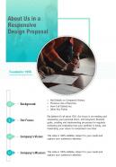 About Us In A Responsive Design Proposal One Pager Sample Example Document