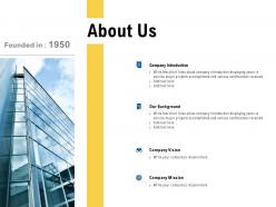 About us introduction background l491 ppt powerpoint presentation show examples