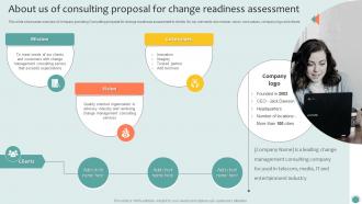 About Us Of Consulting Proposal For Change Readiness Assessment