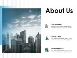 About us our company a78 ppt powerpoint presentation icon deck