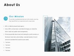 About us our mission c1008 ppt powerpoint presentation infographics outline