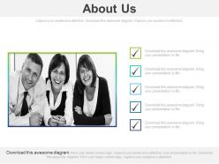 About us photo box with checklist powerpoint slides