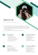 About Us Photography Project Proposal One Pager Sample Example Document