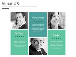 About us slide for graphic design web design and networking powerpoint slides