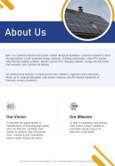 About Us Solar Panel Installation Proposal One Pager Sample Example Document