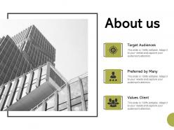 About us target audience ppt powerpoint presentation slides master slide