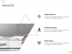 About us target audiences a370 ppt powerpoint presentation inspiration design inspiration