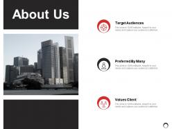 About us target audiences ppt powerpoint presentation gallery backgrounds