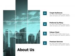 About us target audiences ppt powerpoint presentation infographics ideas