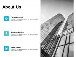 About us value clients l727 ppt powerpoint presentation styles portfolio