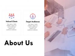 About us value clients target k230 ppt powerpoint presentation template templates