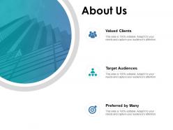 About us valued clients target k367 ppt powerpoint presentation icon smartart